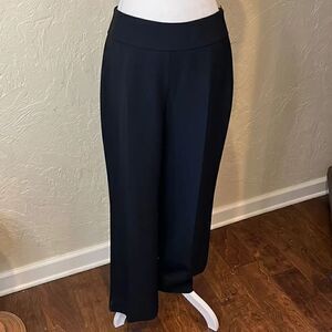 AKRIS Punto Black Textured Wool Wide Leg Flat Front Side Zip Pants, 6!